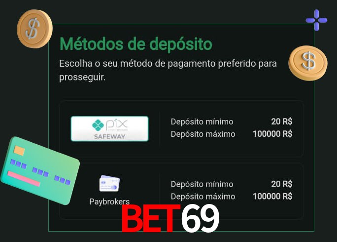 O cassino bet69 oferece uma grande variedade de métodos de pagamento